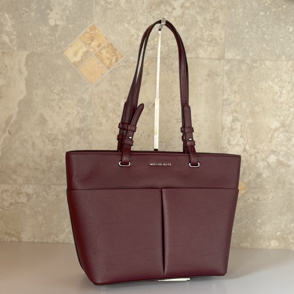Michael Kors Bedford Top Zip Shoulder Tote Bag Merlot